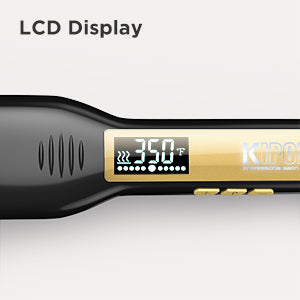 KIPOZI Professional Hair Straightener Titanium Flat Iron with Digital LCD Display Dual Voltage Instant Heating Curling Iron