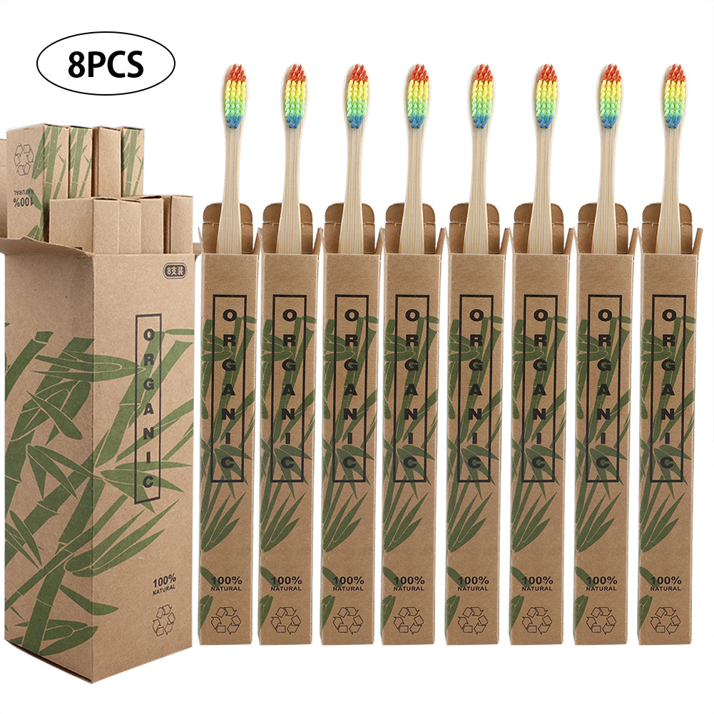 8pcs Travel Eco-friendly Bamboo Wooden Toothbrushes Bristle Oral Tooth Brush Teeth whitening Adult Oral Care