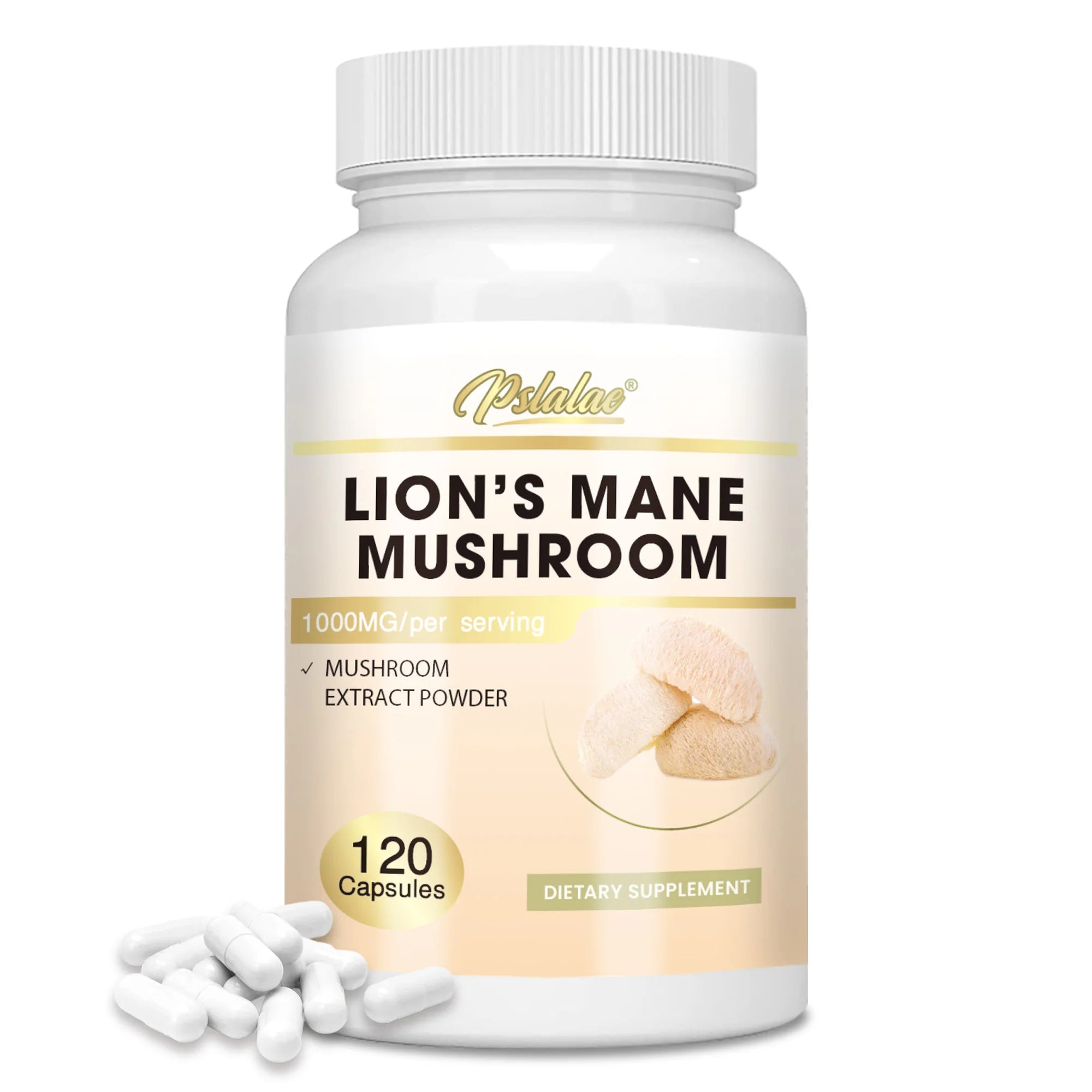 Lion's Mane Mushroom Capsules - Strengthens The Brain, Memory and Cognition, Improves Mood and Sleep Quality - 120 Capsules