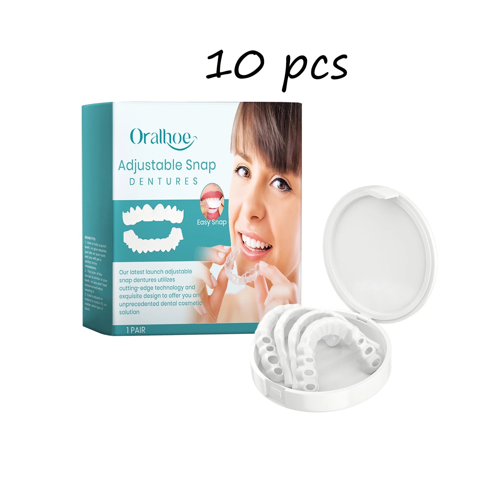Oralhoe Perfect Fit Dentures Upper Lower Jaw Denture Adjustable Snap On Silicone Denture Oral Care Instant Smile Veneers Teeth