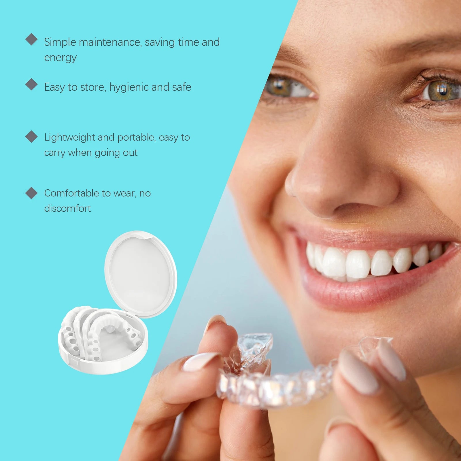 Oralhoe Perfect Fit Dentures Upper Lower Jaw Denture Adjustable Snap On Silicone Denture Oral Care Instant Smile Veneers Teeth