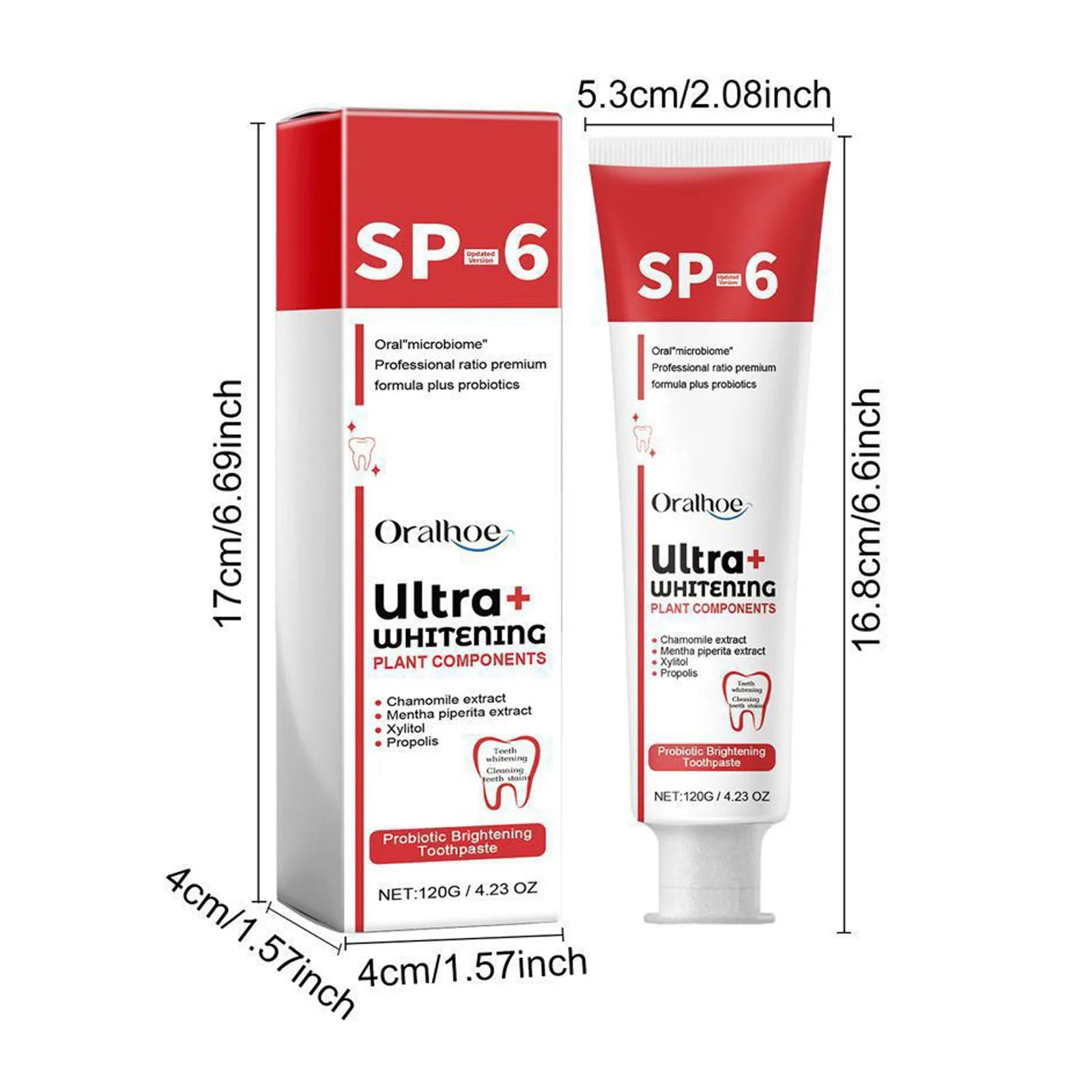 Oralhoe 120g Sp6 Probiotic Brightening Toothpaste Oral Hygiene Clean Fresh Breath Odor Stain Remove Ultra Whitening Toothpaste