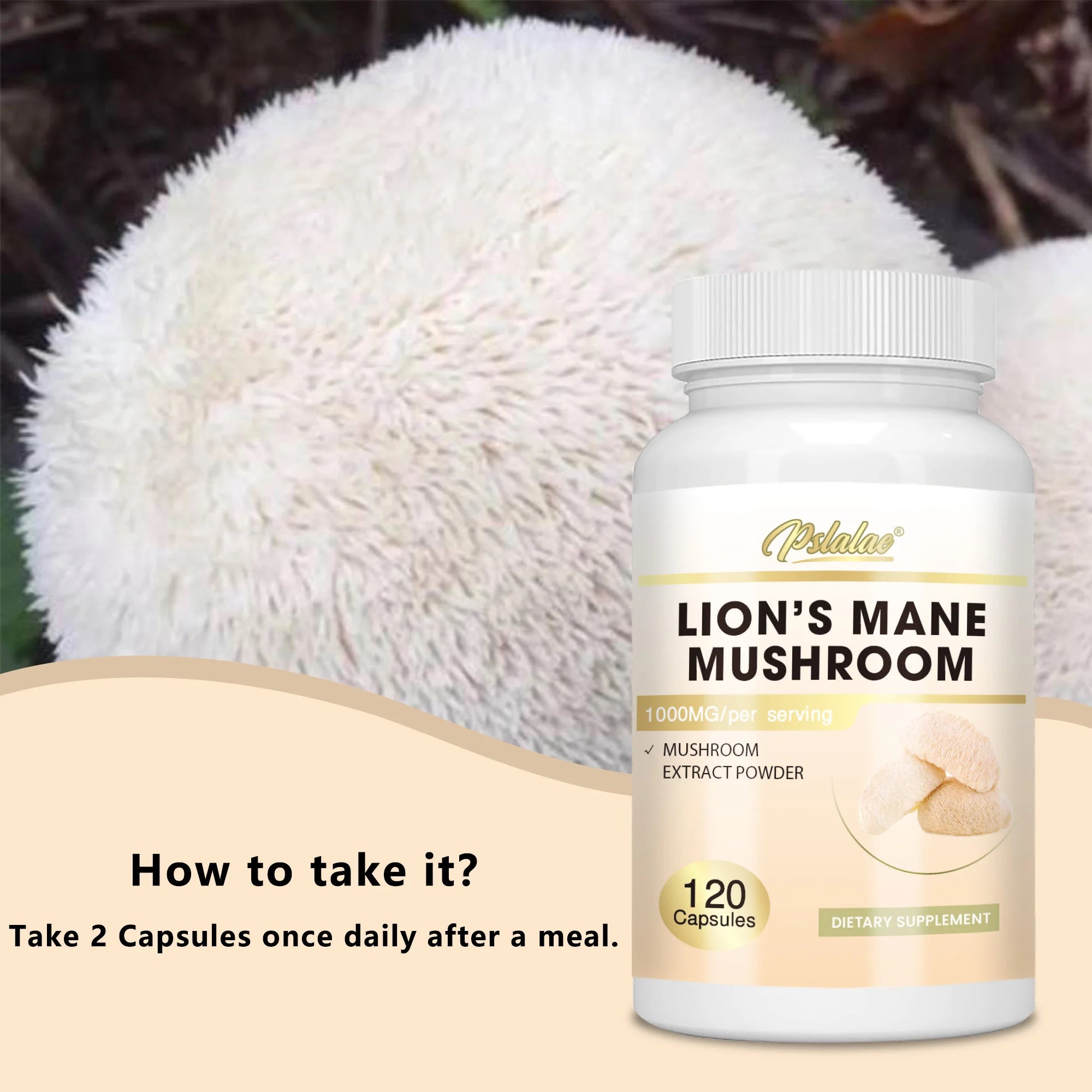 Lion's Mane Mushroom Capsules - Strengthens The Brain, Memory and Cognition, Improves Mood and Sleep Quality - 120 Capsules