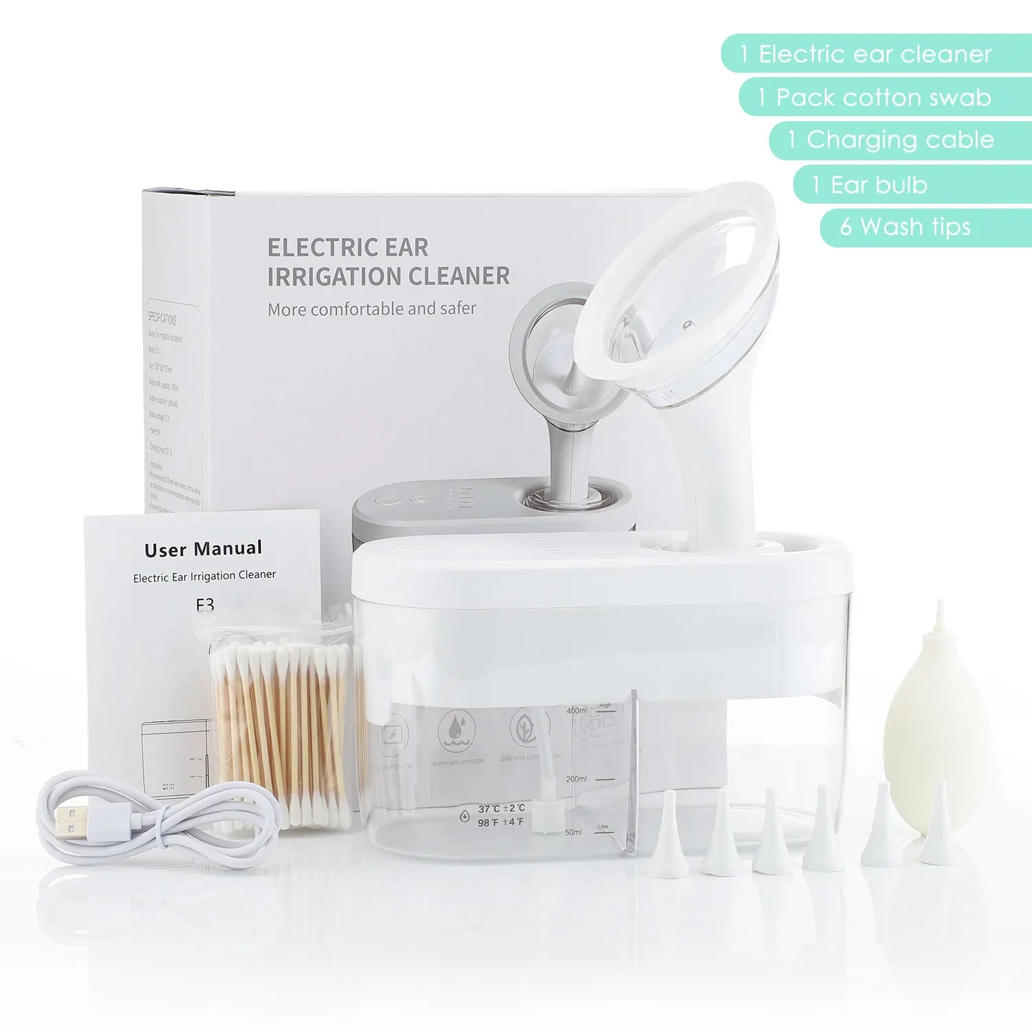 Electric Earwax Remover Ear Infection Cleaning Ear Washer 4 Levels Soft Ear Tips Cleaner Safe For Adults Ear irrigator Dropship