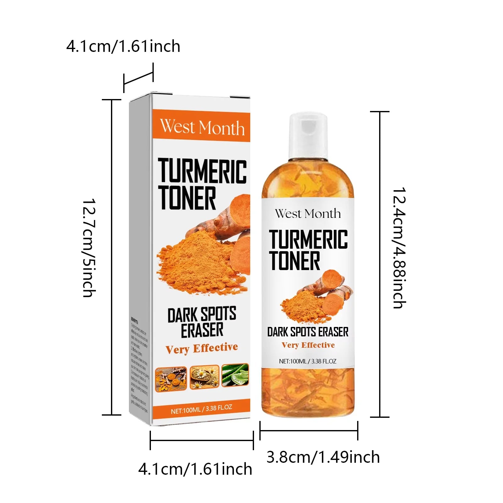 West&Month 100ml Dark Spots Removal Toner Turmeric Deep Hydration Lighten Melasma Remove Freckle Moisturizing Facial Skin Toner
