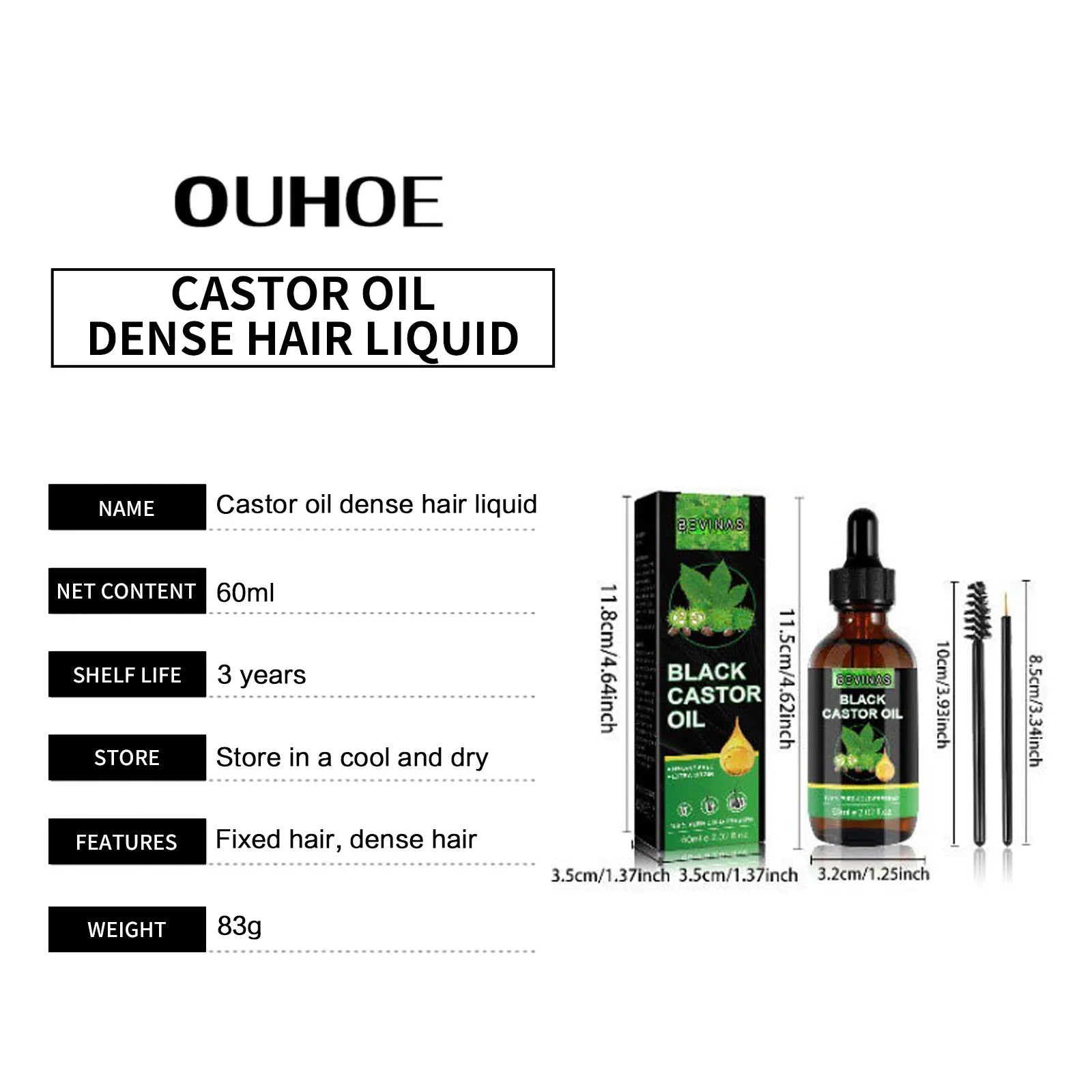 Black Castor Oil Nourishes Hair Growth Care Massage Scalp Treatment Baldness Repair Hydrates Liquid Anti Frizz Loss Hair Serum