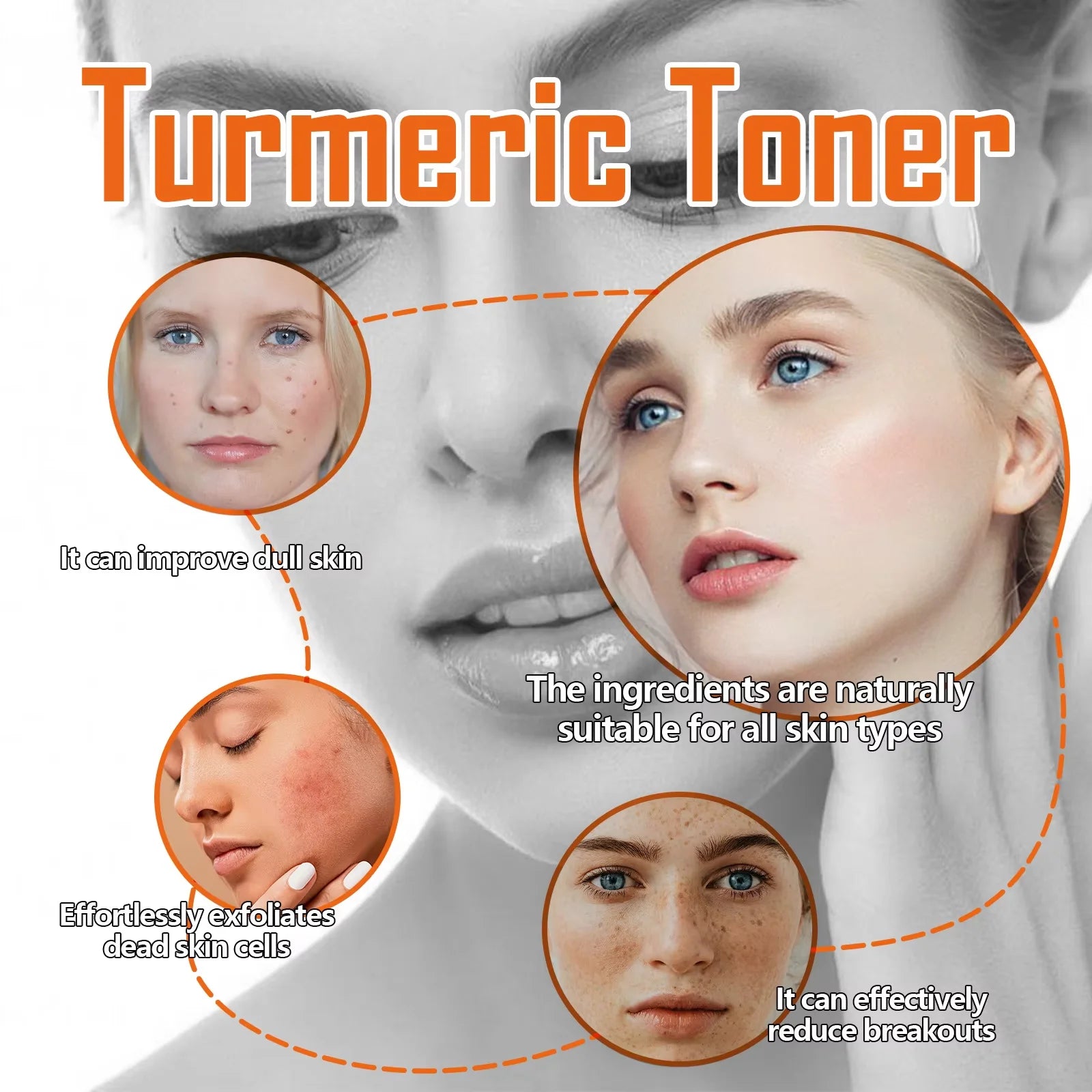 West&Month 100ml Dark Spots Removal Toner Turmeric Deep Hydration Lighten Melasma Remove Freckle Moisturizing Facial Skin Toner