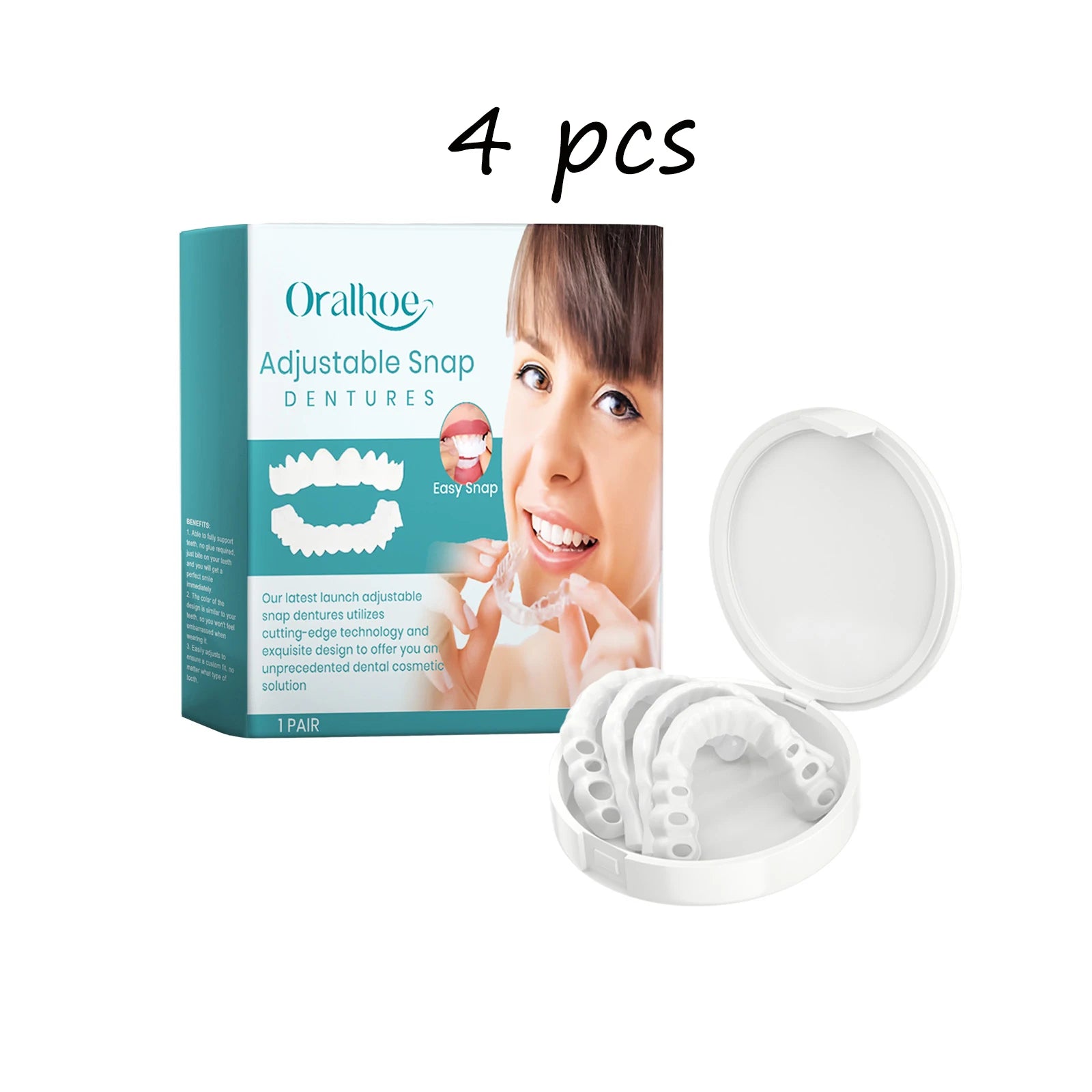 Oralhoe Perfect Fit Dentures Upper Lower Jaw Denture Adjustable Snap On Silicone Denture Oral Care Instant Smile Veneers Teeth