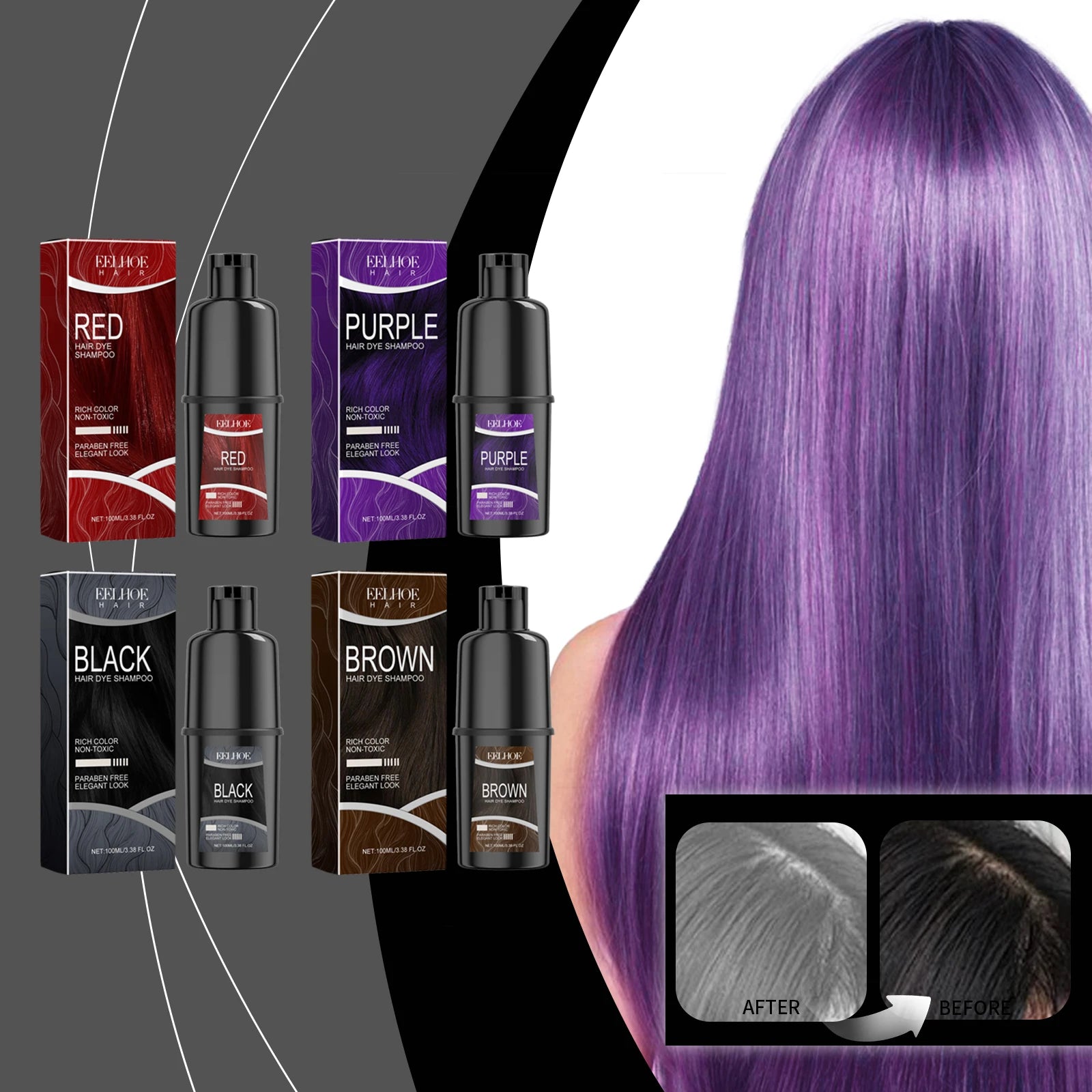100ml Eelhoe Hairdress Hair Dye Shampoo Repair Damaged Hair Nourish Mild Healthy Long Lasting Color Fix Natural Plant Shampoo