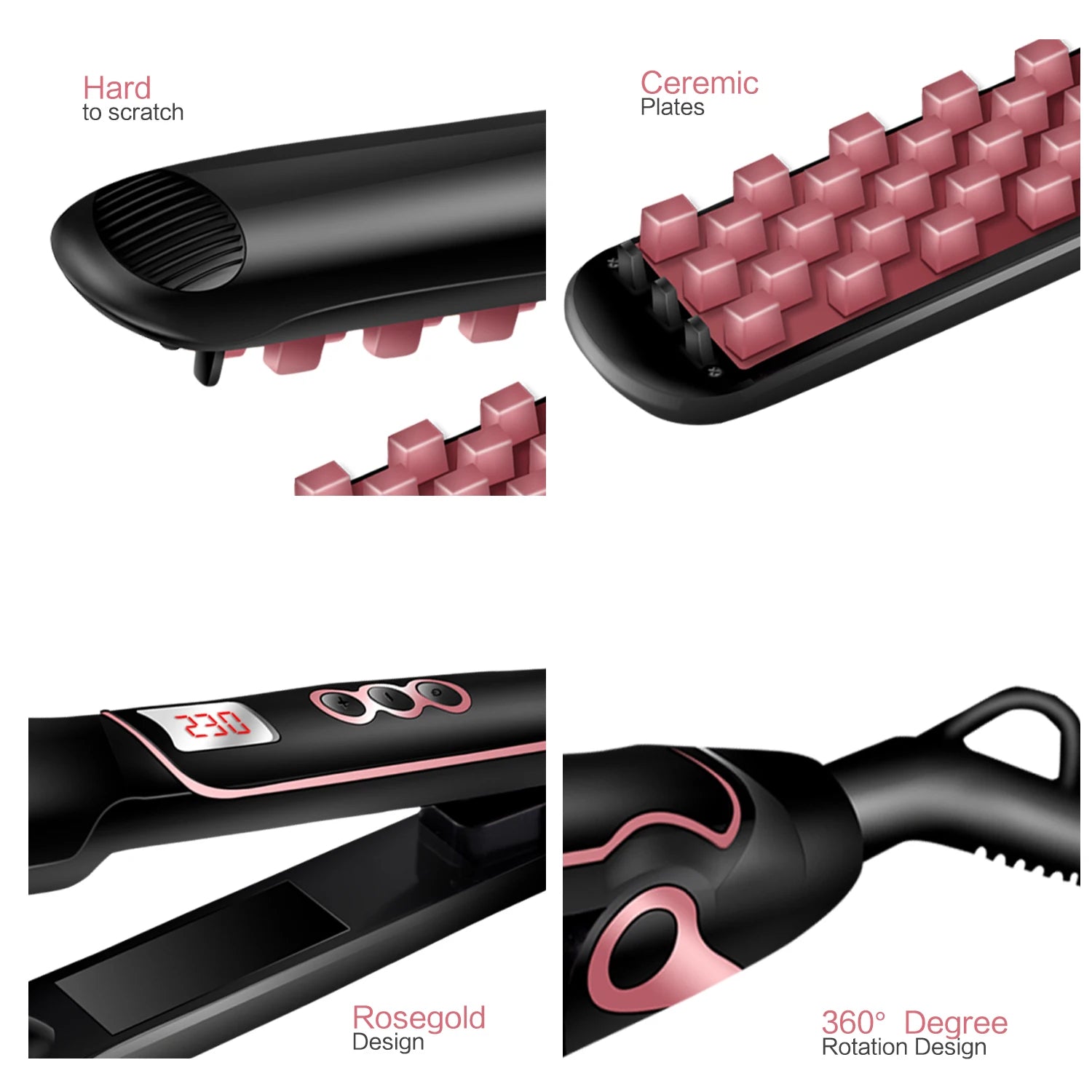 Classic 1 1/2 Inch Volumizing Hair Iron Hair Straightener Brush Comb 2 in 1 Hair Straightener Comb Crimper Waves Corn Brushes