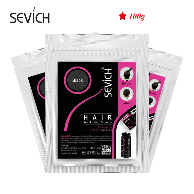 Sevich Refill Bag 100g Hair Fiber Hair loss products bald extension thicken Hair building fibers 10 colours hair growth powder