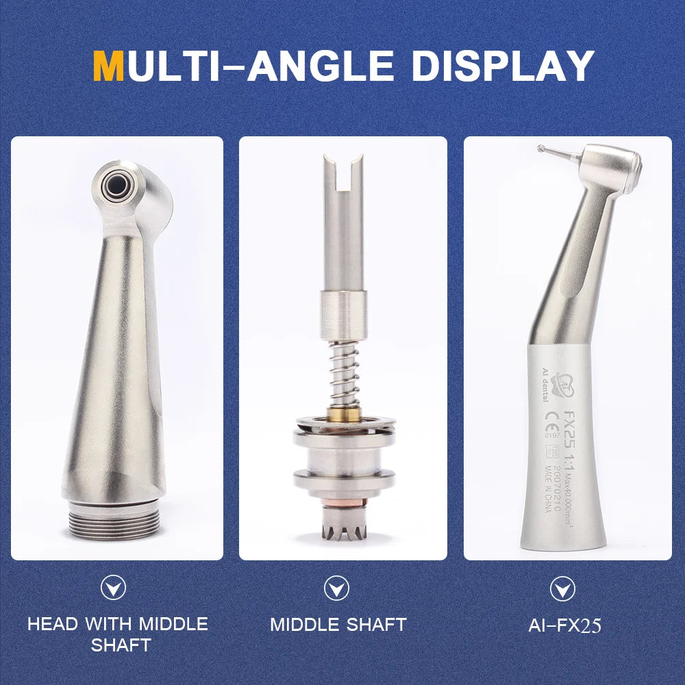 Dental supplies for dentist 1:1 contra angle handpiece FX25 external water spray handpiece non-optic compatible with air motor