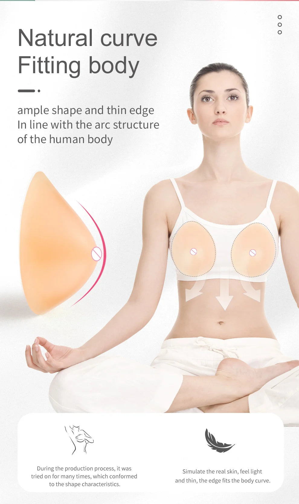 ONEFENG CT Hot Selling Silicone Fake Breasts Teardrop-Shaped Soft Pads Full Ladies False Boobs 170-300g/Pair