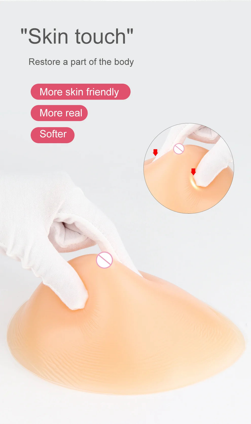 ONEFENG CT Hot Selling Silicone Fake Breasts Teardrop-Shaped Soft Pads Full Ladies False Boobs 170-300g/Pair