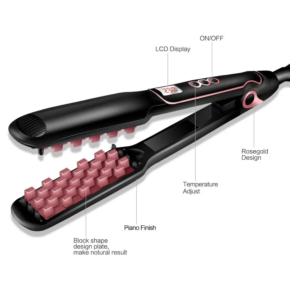 Classic 1 1/2 Inch Volumizing Hair Iron Hair Straightener Brush Comb 2 in 1 Hair Straightener Comb Crimper Waves Corn Brushes