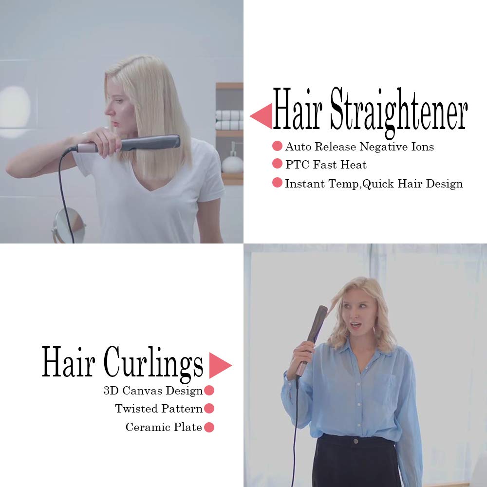 Professional Hair Straightener 2-In-1 Straight & Curler Tourmaline Ceramic Heating Plate Curling Twisted Flat Iron Hair Styling