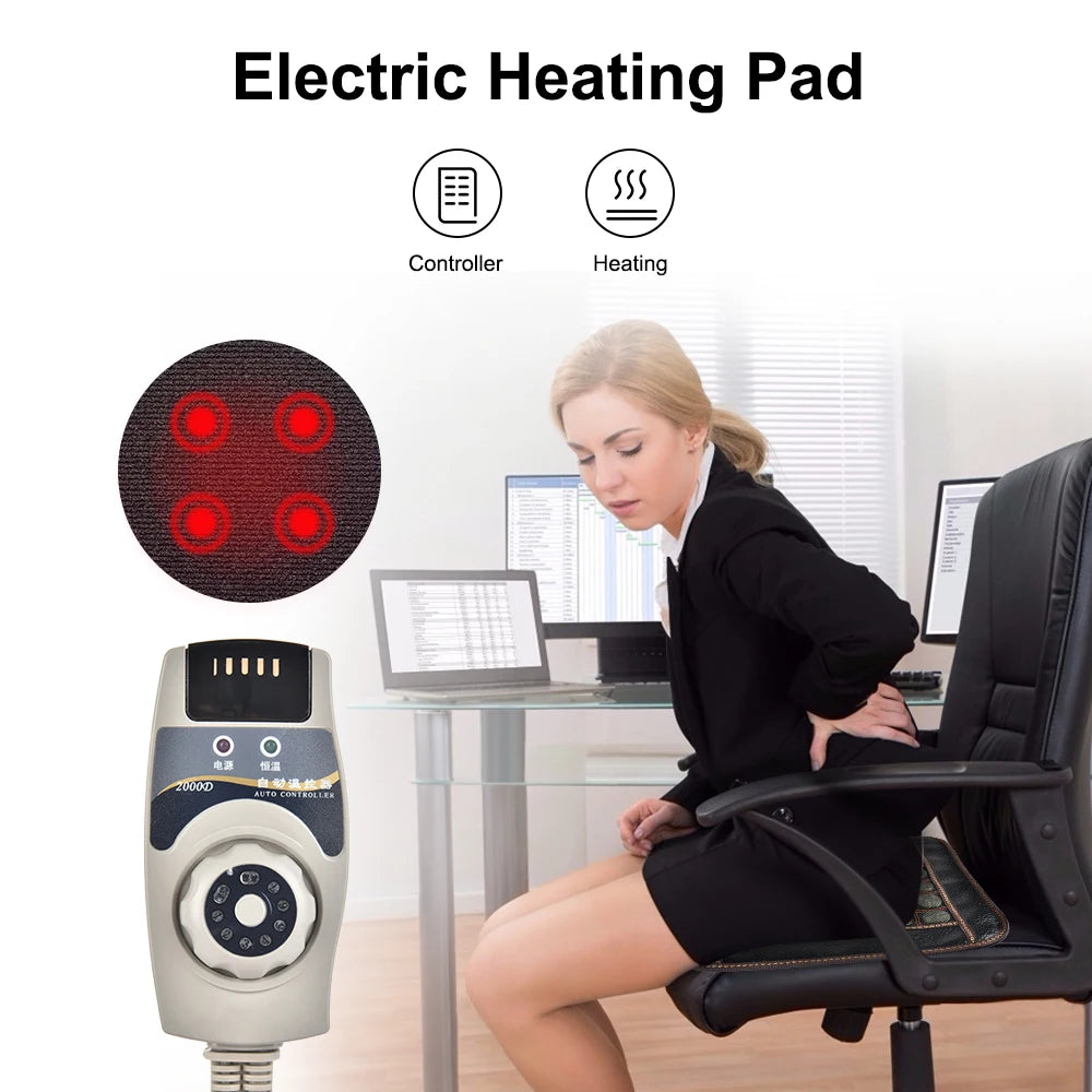 Heating Foot Massager Infrared Therapy Back and Neck Massage Mat Electric Blanket Natural Jade Stone Thermal Cushion Pain Relief