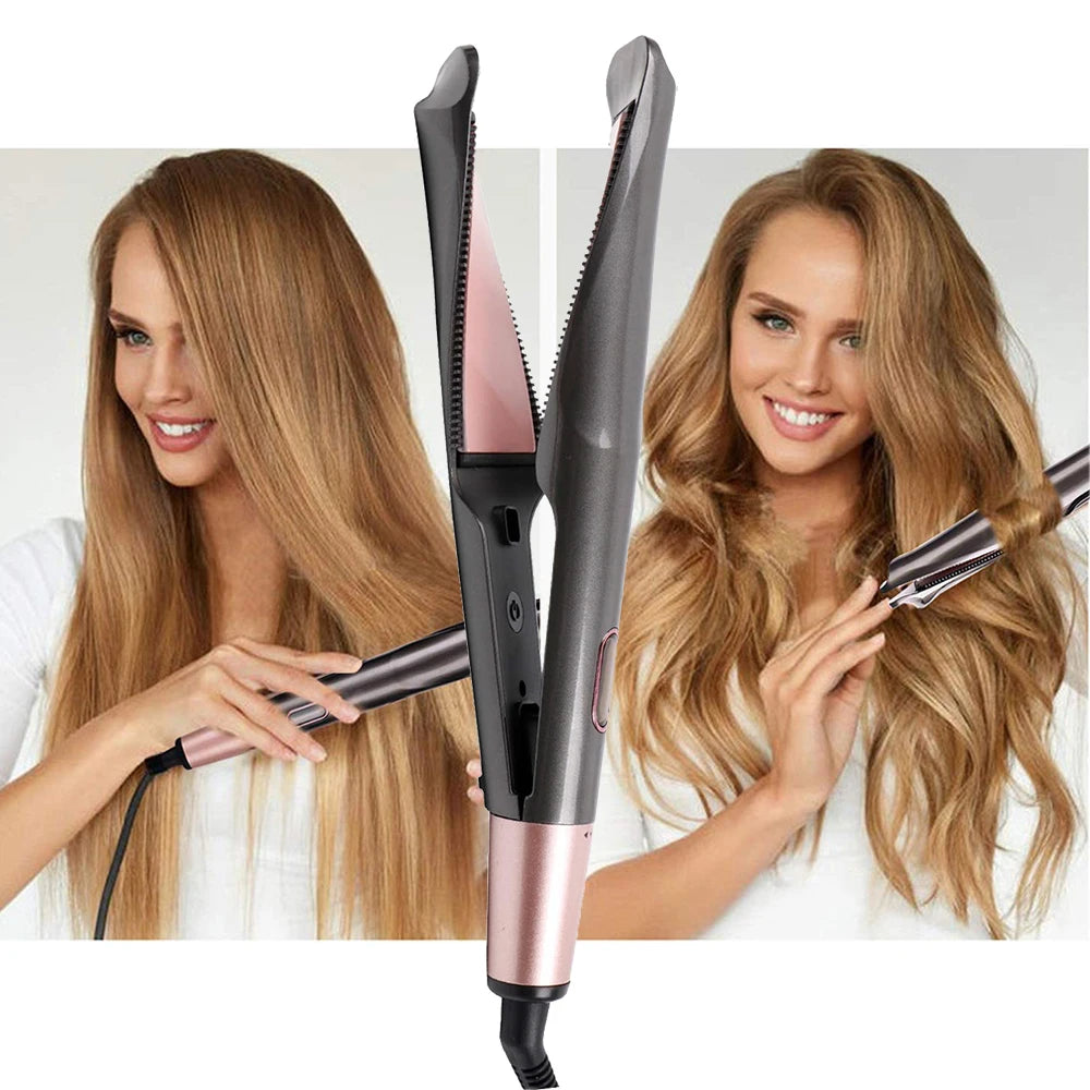 Professional Hair Straightener 2-In-1 Straight & Curler Tourmaline Ceramic Heating Plate Curling Twisted Flat Iron Hair Styling