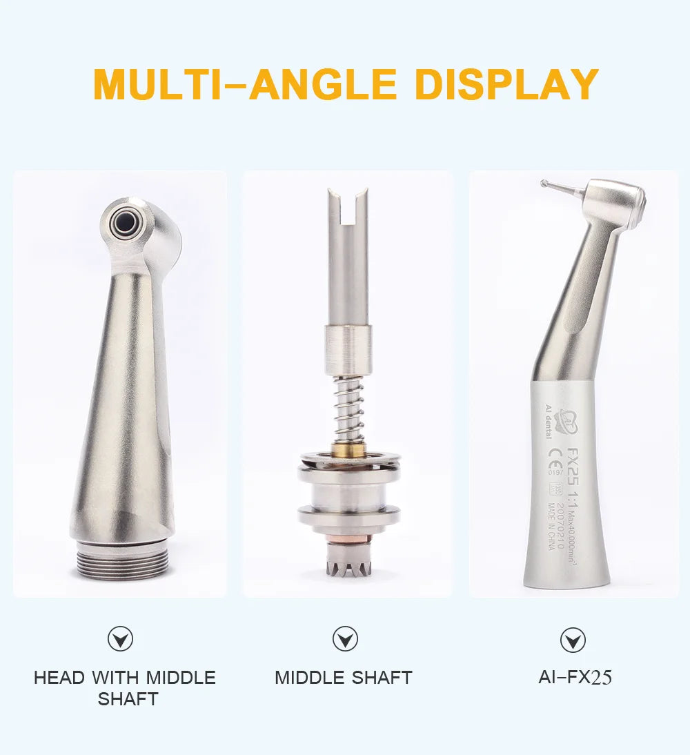 Dental supplies for dentist 1:1 contra angle handpiece FX25 external water spray handpiece non-optic compatible with air motor