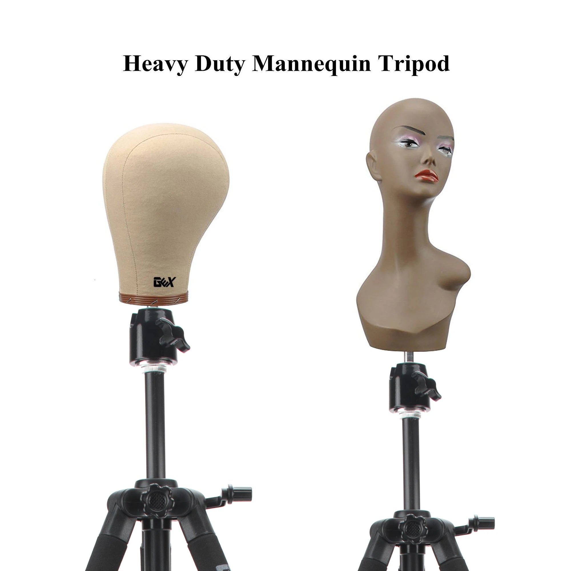 GEX Multifunction Training Mannequin Tripod / Camera Stand, Canvas Block, Mannequin Head, Cosmetology Hair Wig Stand