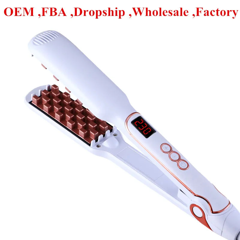 Classic 1 1/2 Inch Volumizing Hair Iron Hair Straightener Brush Comb 2 in 1 Hair Straightener Comb Crimper Waves Corn Brushes
