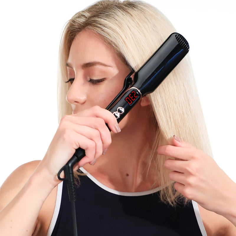 Classic 1 1/2 Inch Volumizing Hair Iron Hair Straightener Brush Comb 2 in 1 Hair Straightener Comb Crimper Waves Corn Brushes