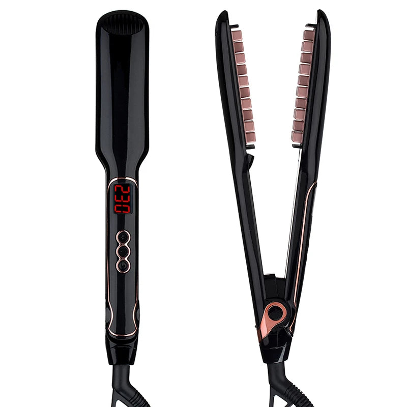 Classic 1 1/2 Inch Volumizing Hair Iron Hair Straightener Brush Comb 2 in 1 Hair Straightener Comb Crimper Waves Corn Brushes