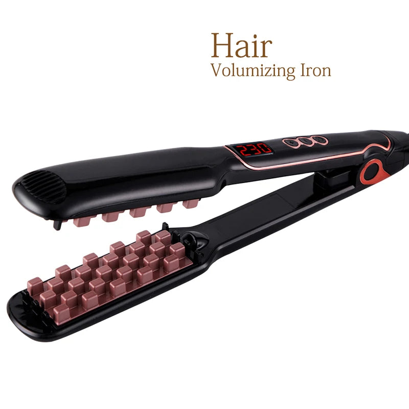 Classic 1 1/2 Inch Volumizing Hair Iron Hair Straightener Brush Comb 2 in 1 Hair Straightener Comb Crimper Waves Corn Brushes