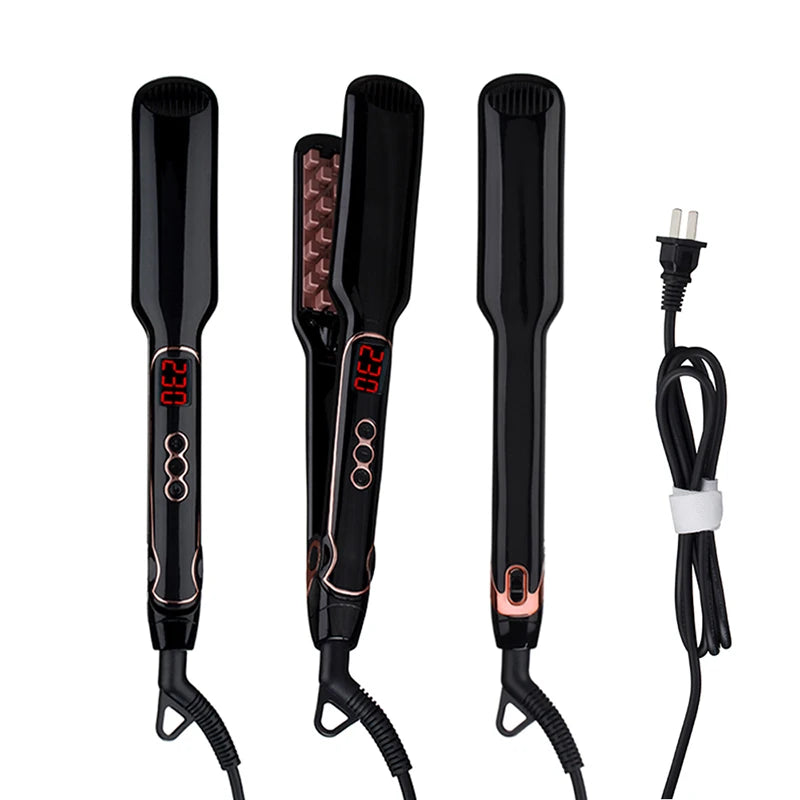 Classic 1 1/2 Inch Volumizing Hair Iron Hair Straightener Brush Comb 2 in 1 Hair Straightener Comb Crimper Waves Corn Brushes
