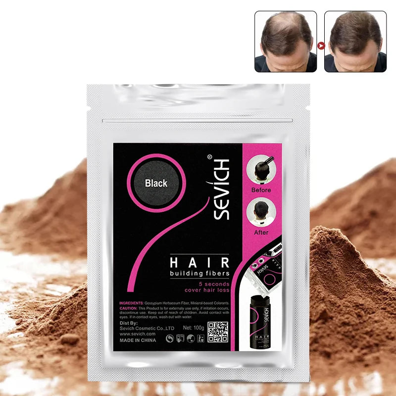 Sevich Refill Bag 100g Hair Fiber Hair loss products bald extension thicken Hair building fibers 10 colours hair growth powder