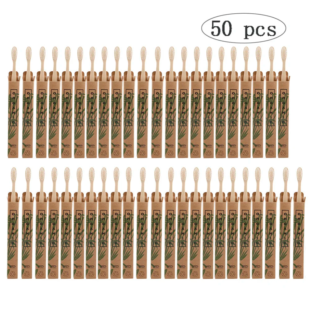 50pcs Natural Bamboo Toothbrush Wood Toothbrushes Soft Bristles Capitellum Fiber Teeth brush Eco-Friendly Oral Tooth Care