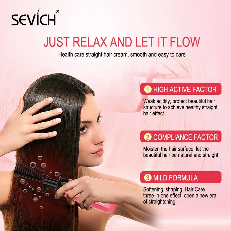 Sevich 150ml Hair Straightening Cream Keratin Hair for Women Salon Fast Smoothing Nourishing Easy Use Repair Damaged Hair