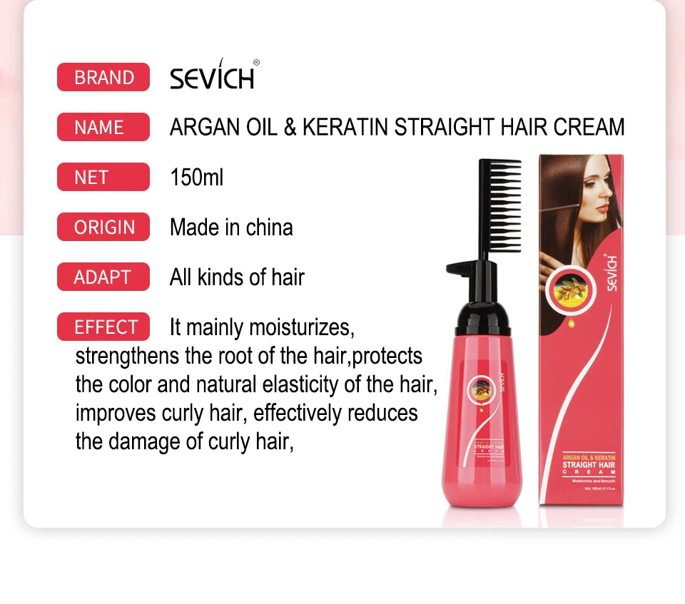 Sevich 150ml Hair Straightening Cream Keratin Hair for Women Salon Fast Smoothing Nourishing Easy Use Repair Damaged Hair