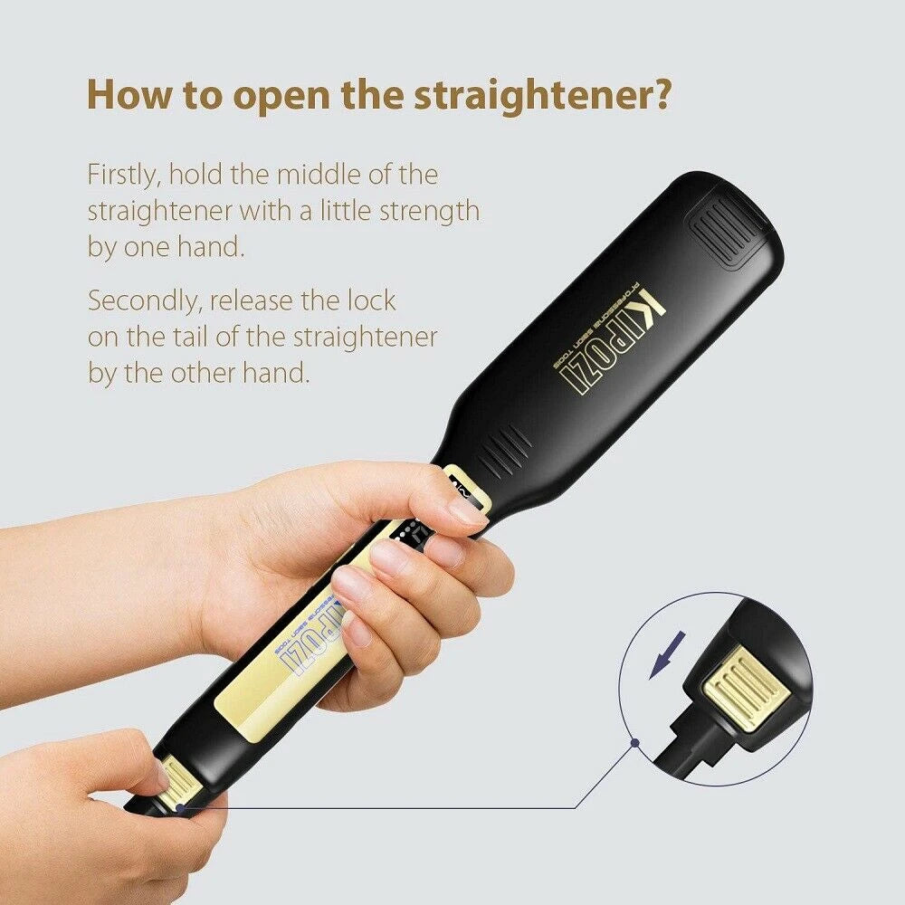 KIPOZI Professional Hair Straightener Titanium Flat Iron with Digital LCD Display Dual Voltage Instant Heating Curling Iron