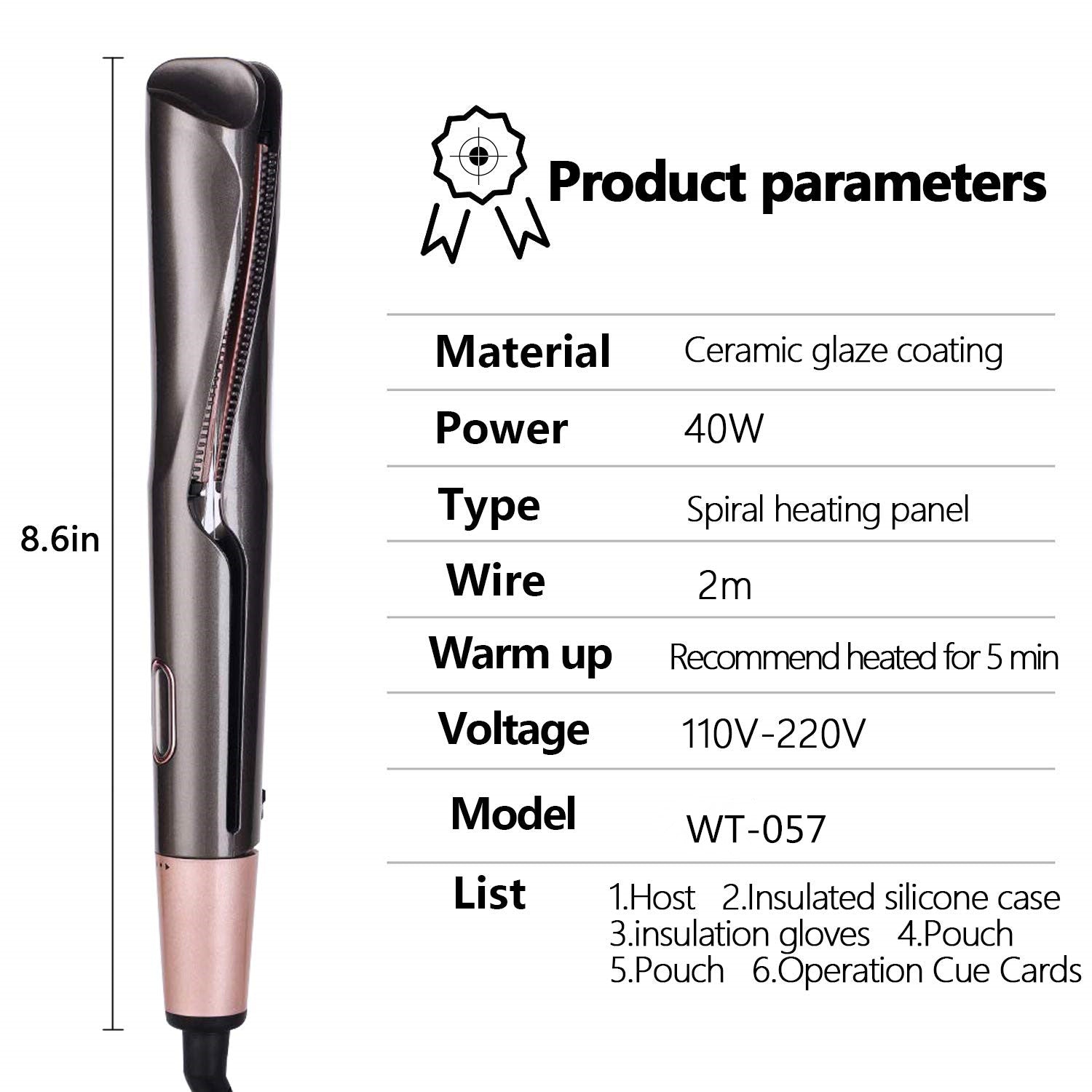Professional Hair Straightener 2-In-1 Straight & Curler Tourmaline Ceramic Heating Plate Curling Twisted Flat Iron Hair Styling