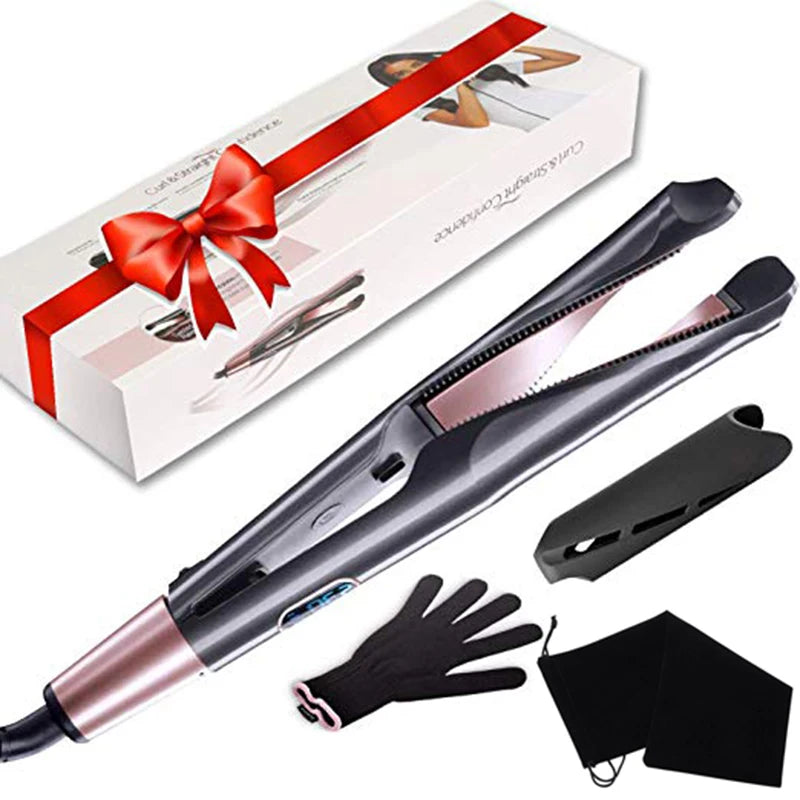 Professional Hair Straightener 2-In-1 Straight & Curler Tourmaline Ceramic Heating Plate Curling Twisted Flat Iron Hair Styling