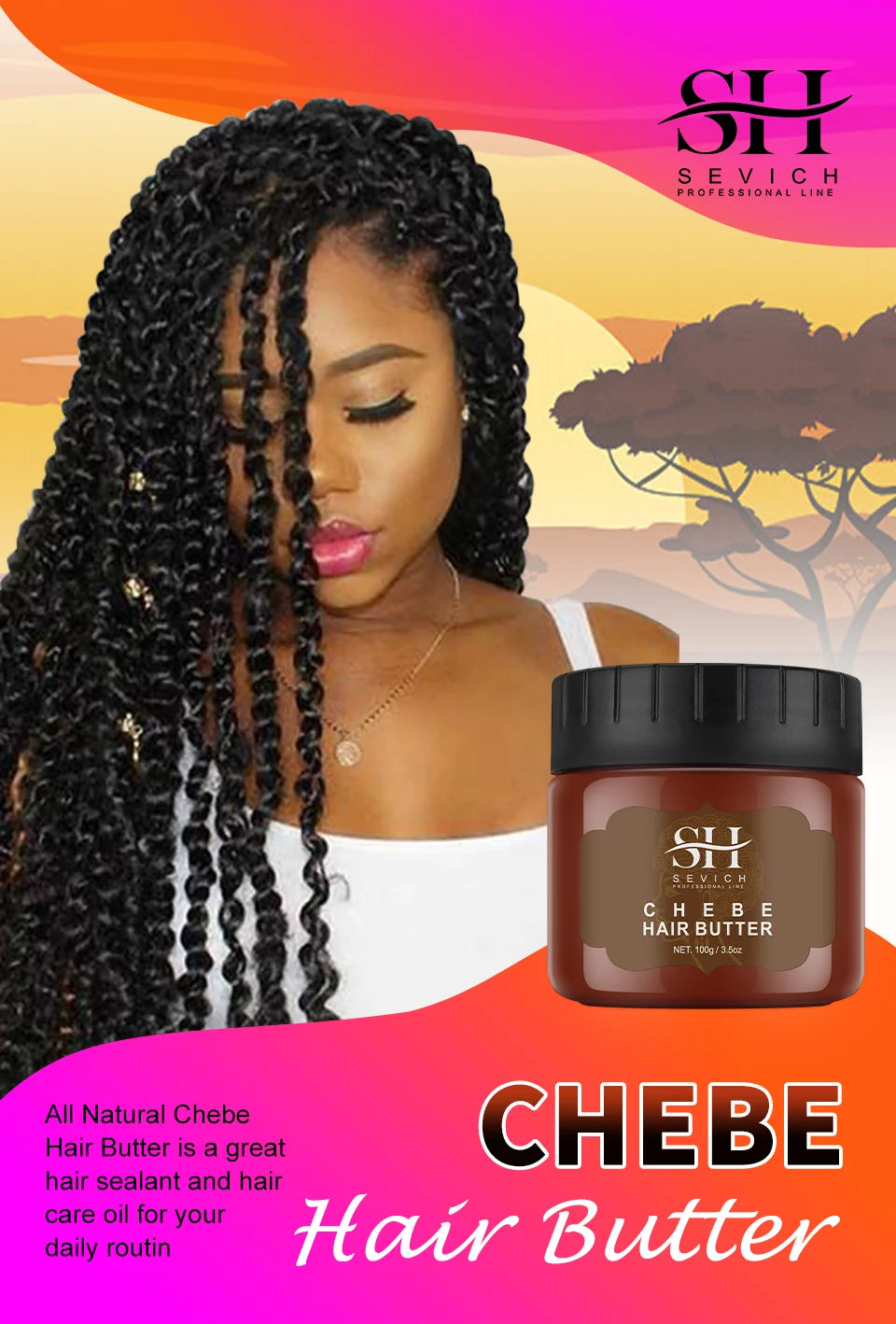 Africa Chad 100% Chebe Powder Women Traction Alopecia Treatment Oil Natural Crazy Hair Regrowth Anti Hair Break Get Rid Of Wig