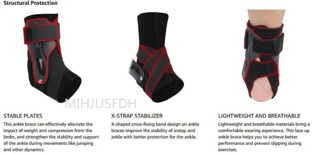 Ankle Brace for Sprained Ankle Support with Side Stabilizers for Men Women Ankle Splint Stabilizer Recovery Tendonitis