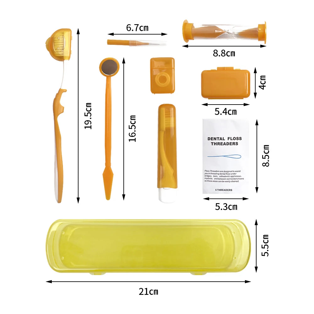 Dental Toothbrush Oral Care Kit Orthodontic Mirror Interdental Brush Supplies Cleaning Tools Ties Brush Floss Cleaning Braces