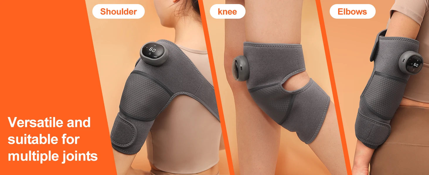 2PCS Cordless Knee Massager with Heat and Vibration for Knee Shoulder Elbow,Heated Knee Brace for Arthritis with Massage,Gifts