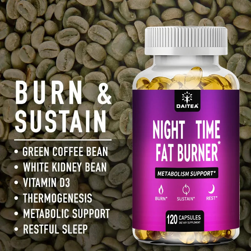 Night Fat Burner Capsules, Promote Intestinal Cleansing, Metabolism, Appetite Suppressant, Carbohydrate Blocker