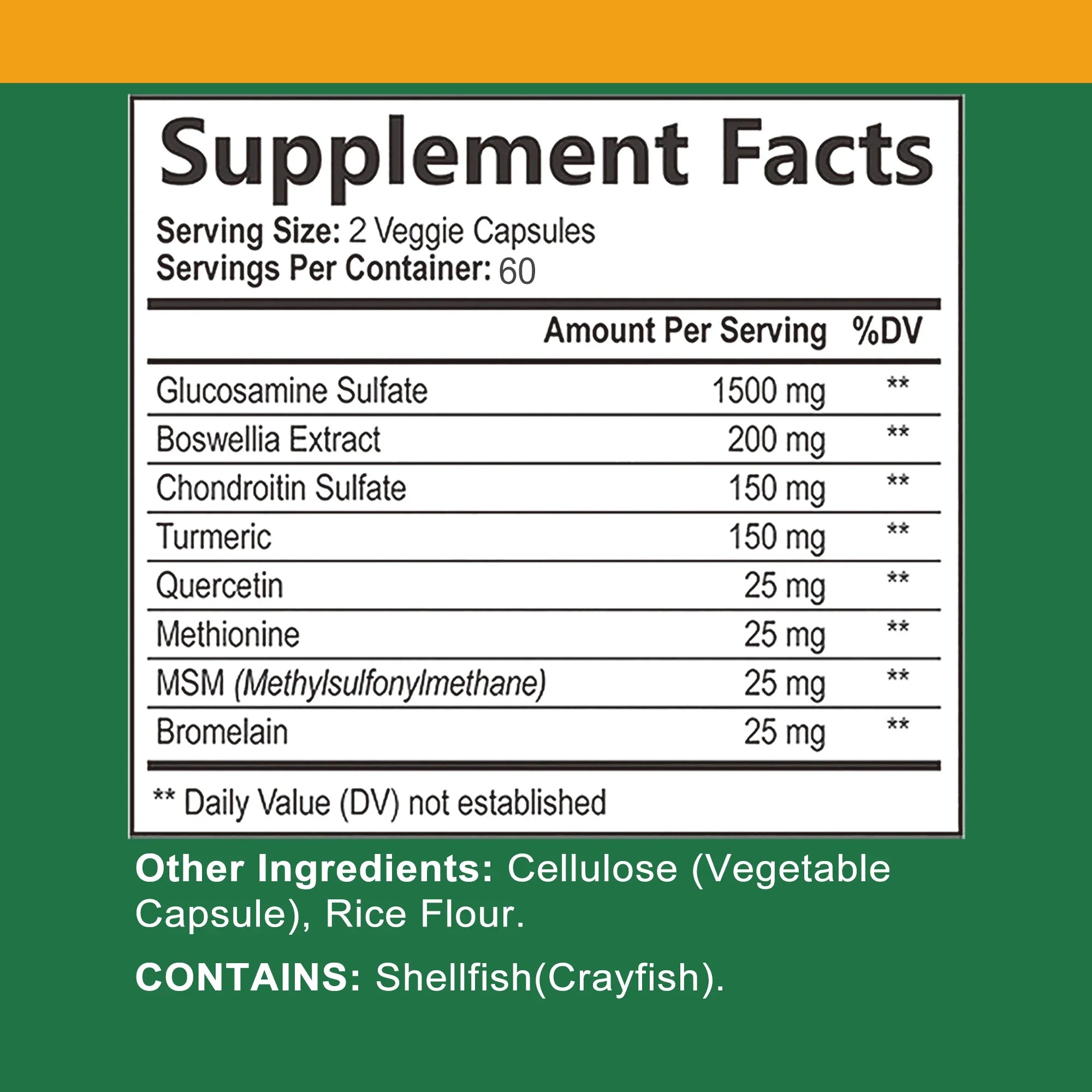 Glucosamine Chondroitin - Joint Complex Supplement, Strengthen Bones, Joint Health, Bone Density - 120 Capsules