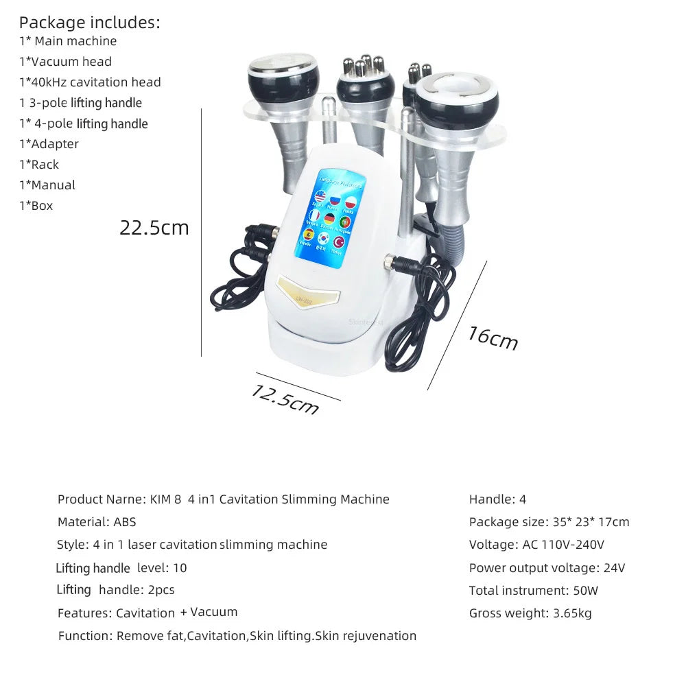 4 IN 140K Cavitation Ultrasonic Body Slimming Machine Beauty Device Facial Massager Skin Tighten Face Lifting Vacuum Suction