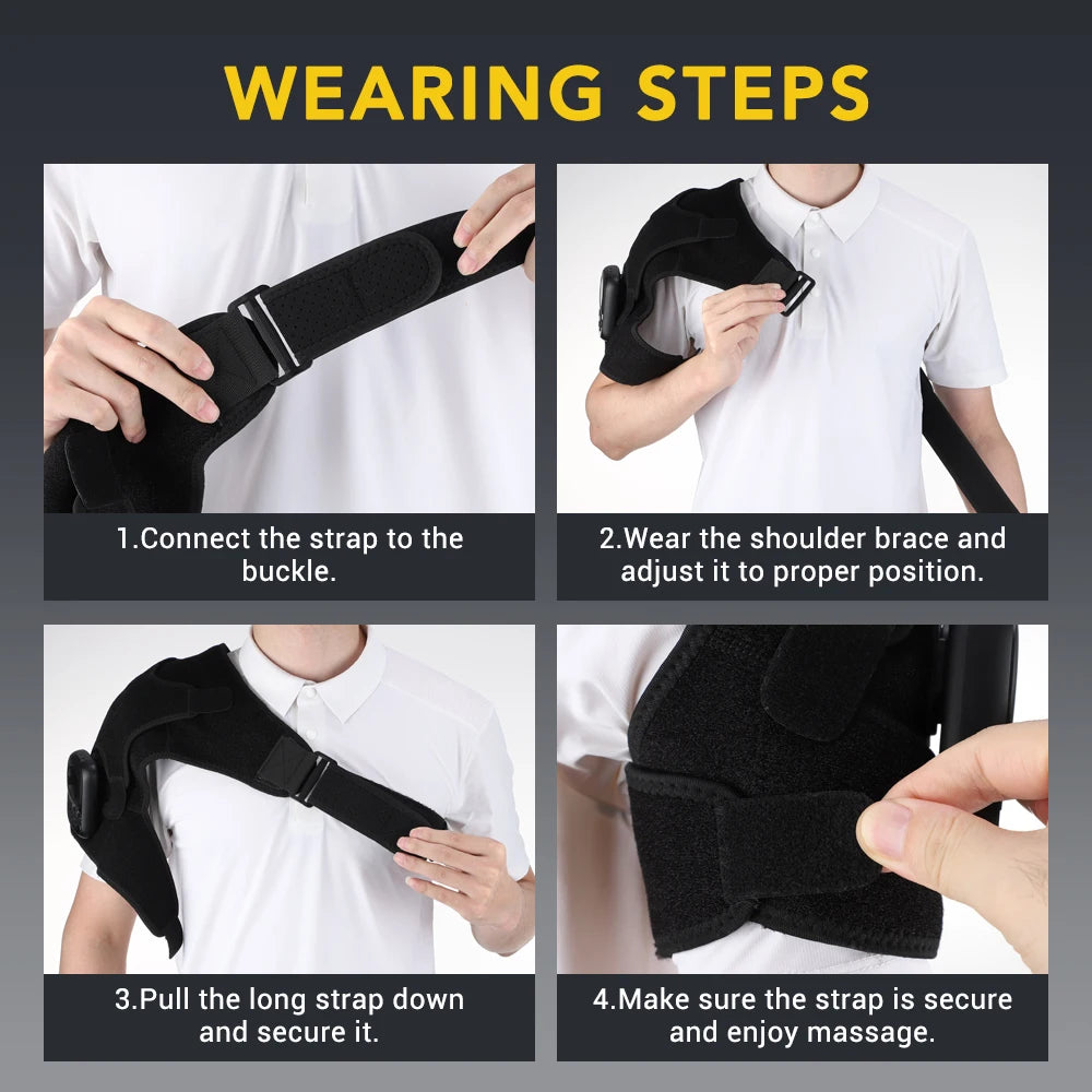 Shoulder Heating Pad With Massage 6 Adjustable Temperature HF Vibration Relax Muscle Brace Wireless Control for IOS/Android