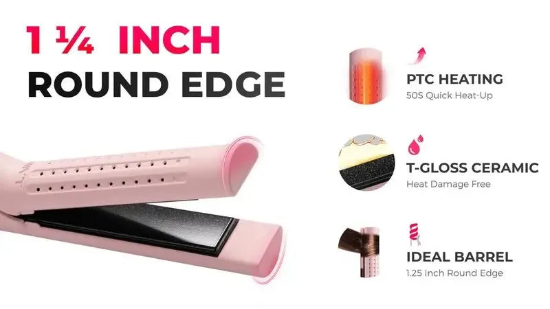 TYMO AIRFLOW-Hair Straightener and Curling Iron 2 in 1, Negative Ionic Anti-scald Curling Wand 1.25 Inch ,5 Temps & Dual Voltage