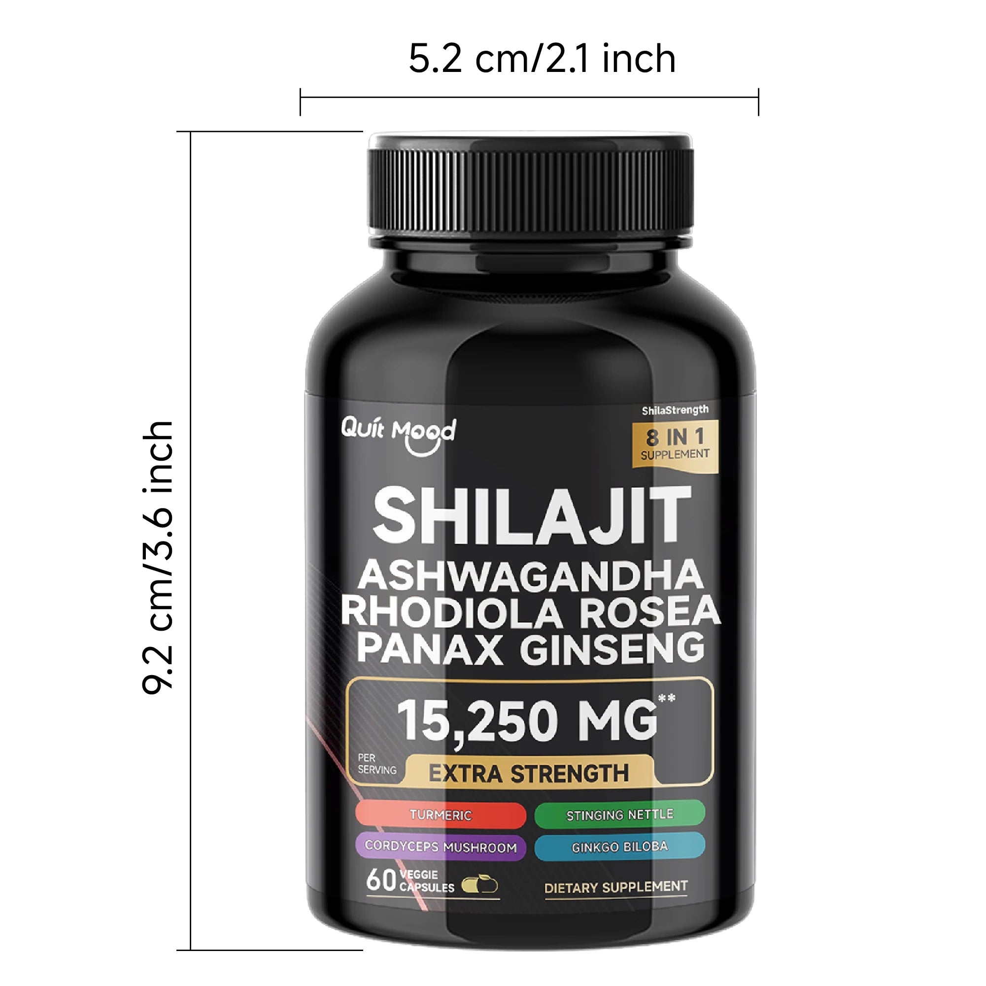 Shilajit 9000 Panax Ginseng 1500MG Ashwagandha 2000MG Rhodiola Rosea 1000MG, Turmeric 500MG, Gingko Biloba 500MG, Stinging Nettl