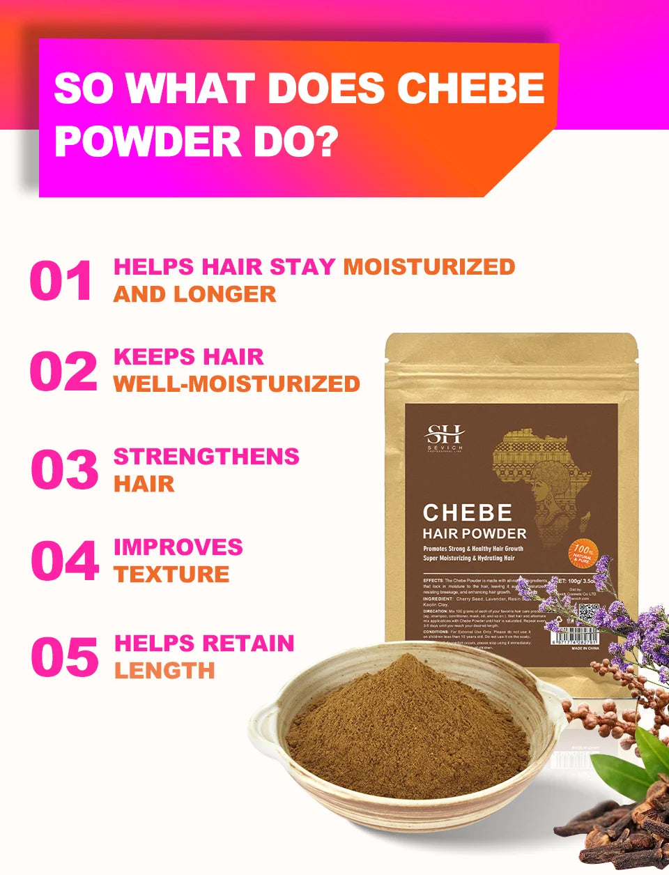 Africa Chad 100% Chebe Powder Women Traction Alopecia Treatment Oil Natural Crazy Hair Regrowth Anti Hair Break Get Rid Of Wig