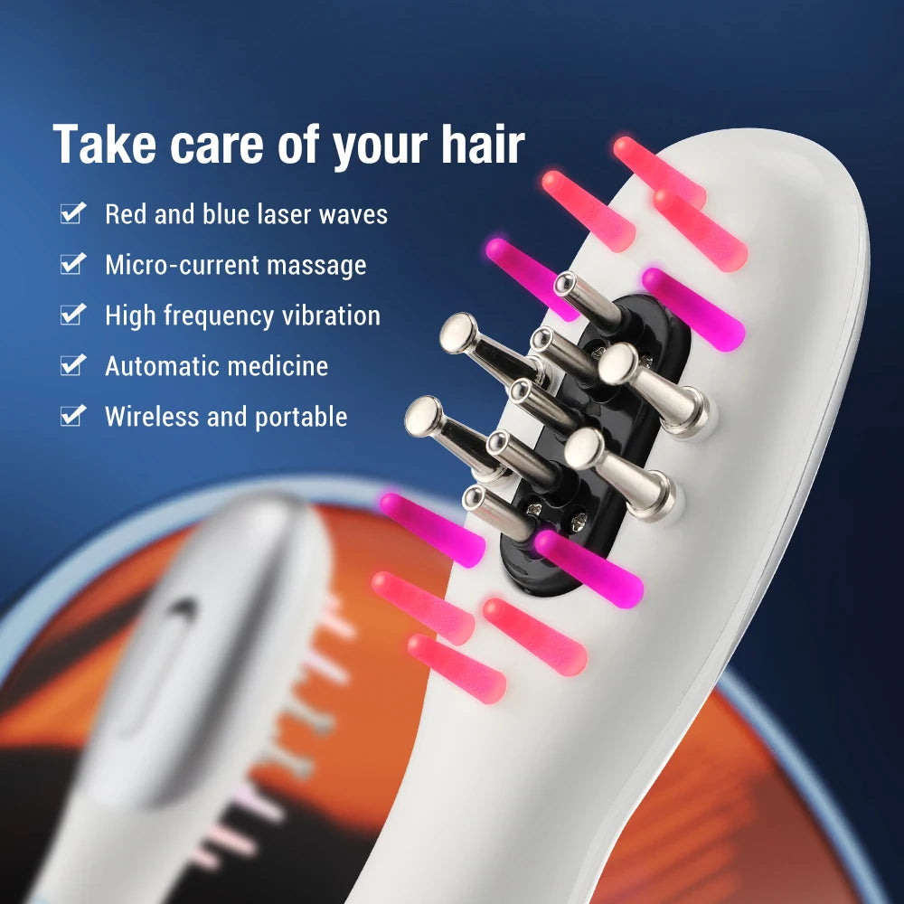 Electric Hair Massage Comb Vibration Microcurrent Scalp Massager Hair Growth Red Light Anti Hair Loss Receding Hairline Brush