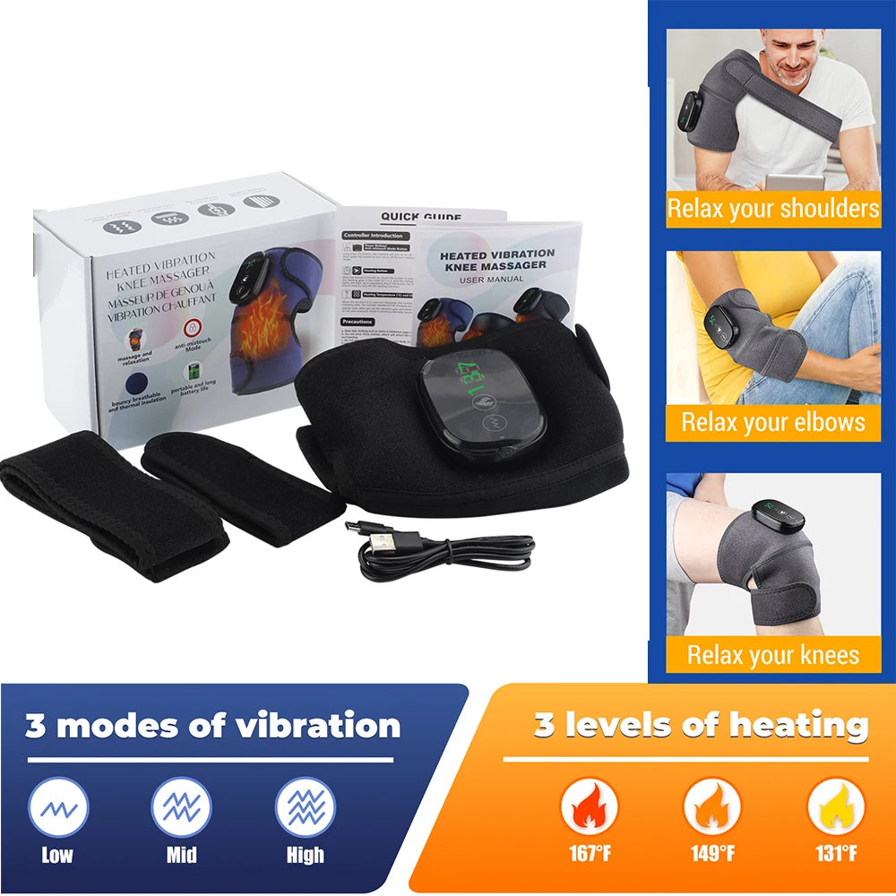 Shoulder Heating Pad With Massage 6 Adjustable Temperature HF Vibration Relax Muscle Brace Wireless Control for IOS/Android