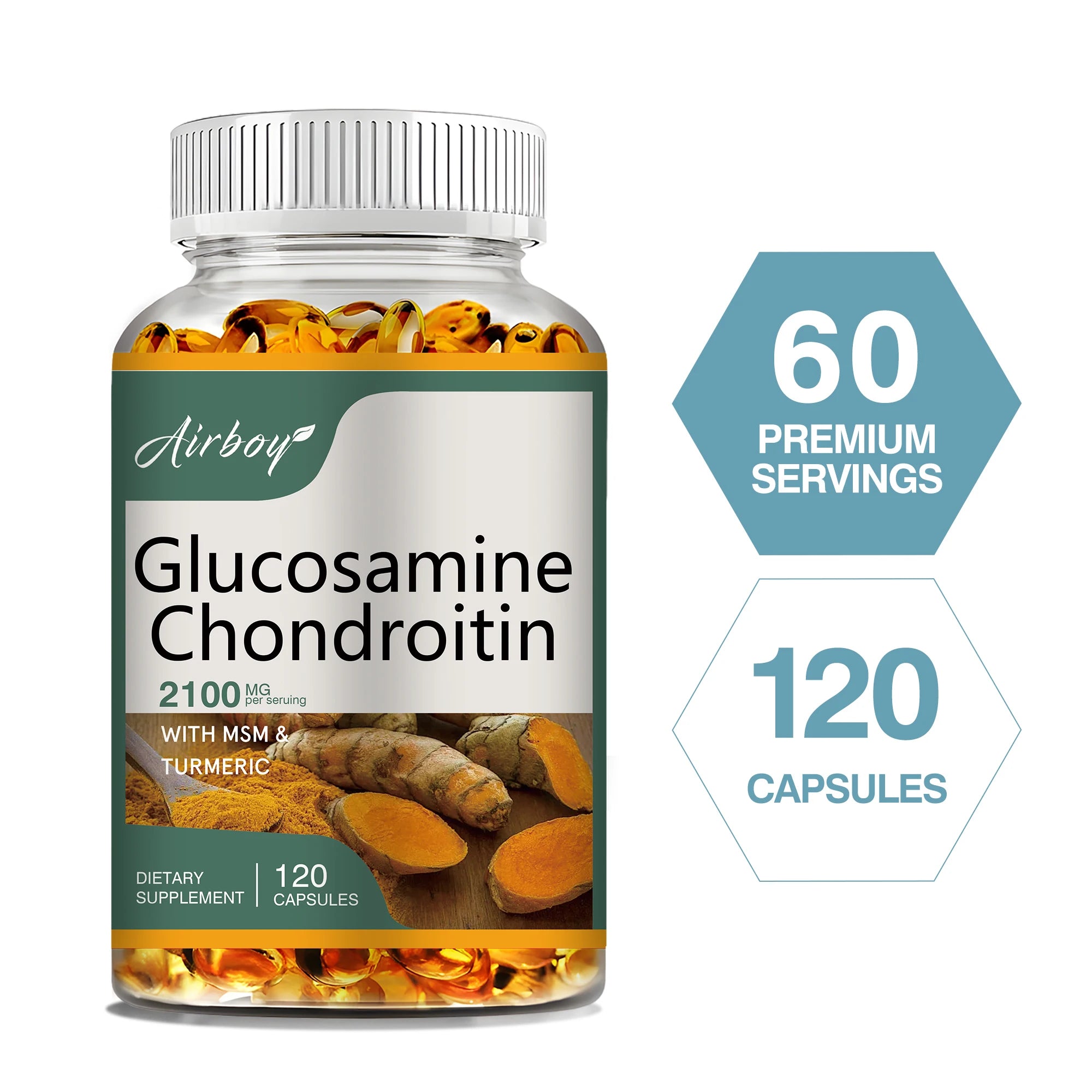 Glucosamine Chondroitin - Joint Complex Supplement, Strengthen Bones, Joint Health, Bone Density - 120 Capsules